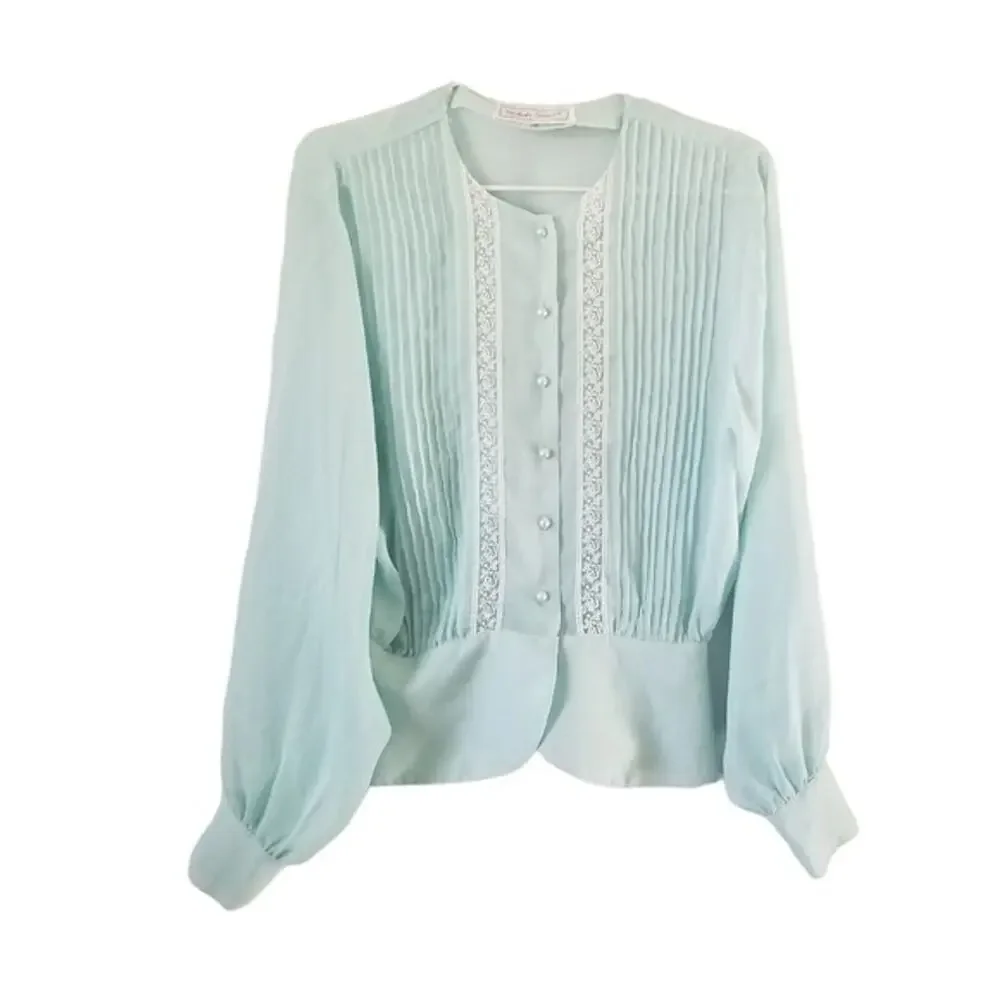 Vintage Michelle Stuart Lace Peplum Blouse (see measurements) - Picture 1 of 10
